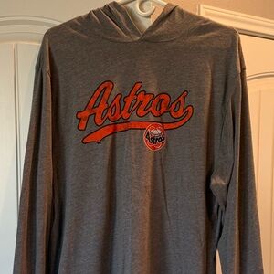 MLB Astros Grey Long Sleeve Tee with Blue, Red & White Logo